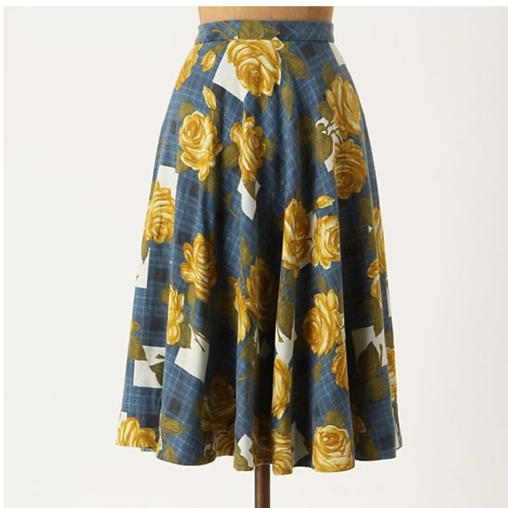 ODILLE Anthropologie Rose Settee Circle Skirt